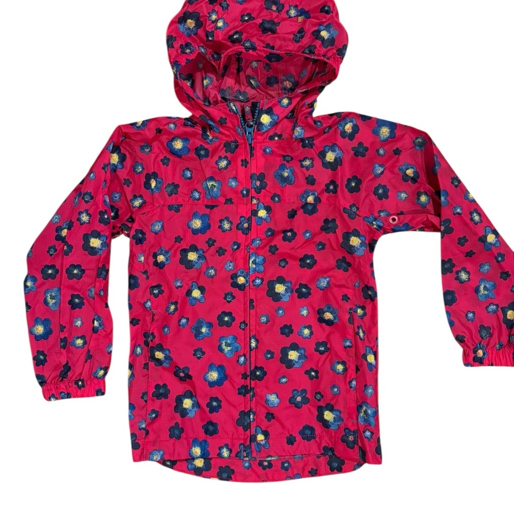 Lands' End Fuchsia Jacket with Blue and Yellow Floral Pattern